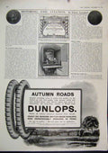 Original Old Antique Print 1911 Motoring Aviation Dunlop Tyres Advert Motor Car
