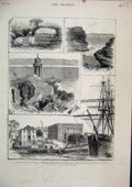 Old Antique Print 1879 Sydney Australia Macquarie Chair Hornby Light Gap 19th