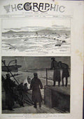 Original Old Antique Print 1885 Squadron Bantry Bay Ireland Minotaur Blockade