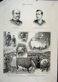 Original Old Antique Print 1886 Cattle Show Agricultural Show Islington Tindal
