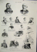 Original Old Antique Print 1888 Parnell Commission Royal Court Justice Pedder