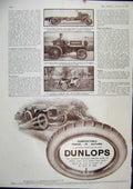 Original Old Antique Print Dunlop Tyres 1910 Motor Car Merryweather Advert 20th