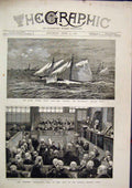 Original Old Antique Print 1881 Freiheit Prosecution Herr Most Yacht Maggie Race