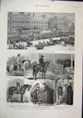 Old Antique Print 1887 Queen Wild West Show West Brompton Hospital Horse 19th