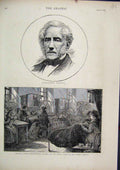 Old Antique Print Portrait Alessandro Manzoni 1873 Hospital Convalescent 19th