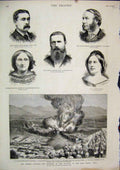 Original Old Antique Print 1879 Afghan Campaign Explosion Magazine Bala Hissar