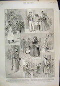 Old Antique Print 1897 Holiday Visit Brussels Ramble Kermesse Pigeon Wine 19th