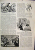 Original Old Antique Print 1887 Hospital Dorcas Ward William Hunt Staircase 19th