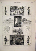 Old Antique Print 1881 Sketches Fiji Rotumah War Dance Mamfri Cave Noatau 19th