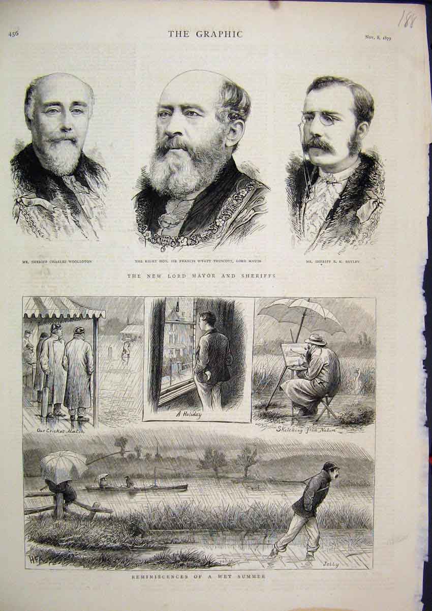 Old Antique Print Sheriff Charles Woolloton 1879 Bayley Francis Truscott 19th