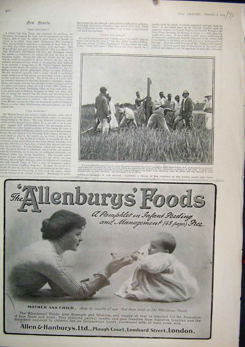 Old Antique Print 1903 Advert Allenburys Baby Food Boundary Soudan River 20th