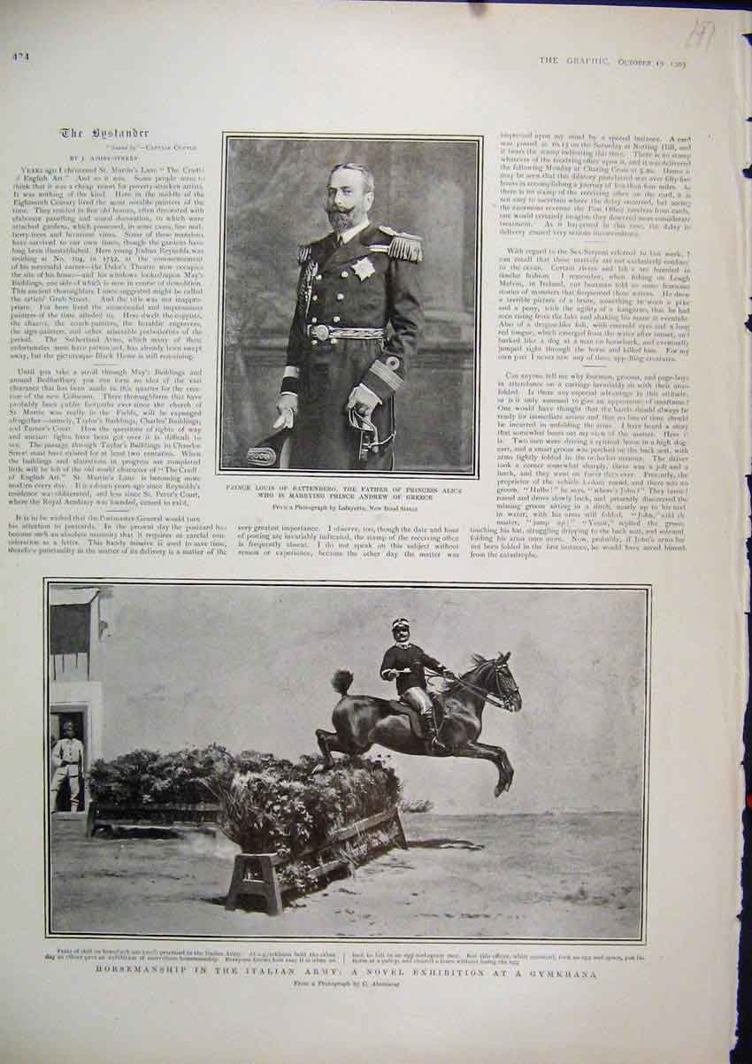 Original Old Antique Print 1903 Italian Army Exhibition Gymkhana Prince Louis