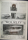 Original Old Antique Print 1913 Advert Wolseley Motor Car German Aeroplane Wagon
