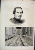 Original Old Antique Print 1876 Interior Guildhall Lord Mayor Cardinall Giacomo