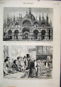 Old Antique Print 1879 Church St Mark Venice Lord Mayor Banquet Guildhall 19th