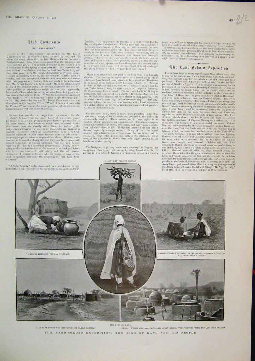 Old Antique Print 1903 Kano-Sokoto King Kano Native Surgeon Slave Soudan 20th