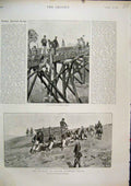 Original Old Antique Print 1897 Training German Railroad Troops Sleepers Bridge