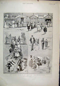 Old Antique Print 1897 Holiday Season Continent Ostend Bathers King Beach 19th