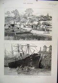 Old Antique Print 1890 Strike Dock Labourers Melbourne Pilcamayo America 19th