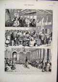 Original Old Antique Print America Railway Travelling 1876 Emigrants Ferry Boat