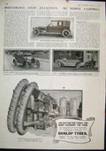 Original Old Antique Print Advert 1911 Dunlop Tyres Motor Car Cabriolet Argyll