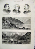 Old Antique Print 1888 English Church Switzerland Sikkim India Leone Levi 19th