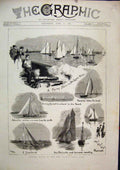 Original Old Antique Print 1888 Sailing Match New Thames Yacht Club Petronilla