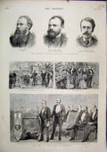 Original Old Antique Print British Association Aberdeen 1885 Flower Art Musical