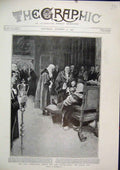 Original Old Antique Print 1903 Lord Chancellor Greets Mayor-Elect Loving Cup