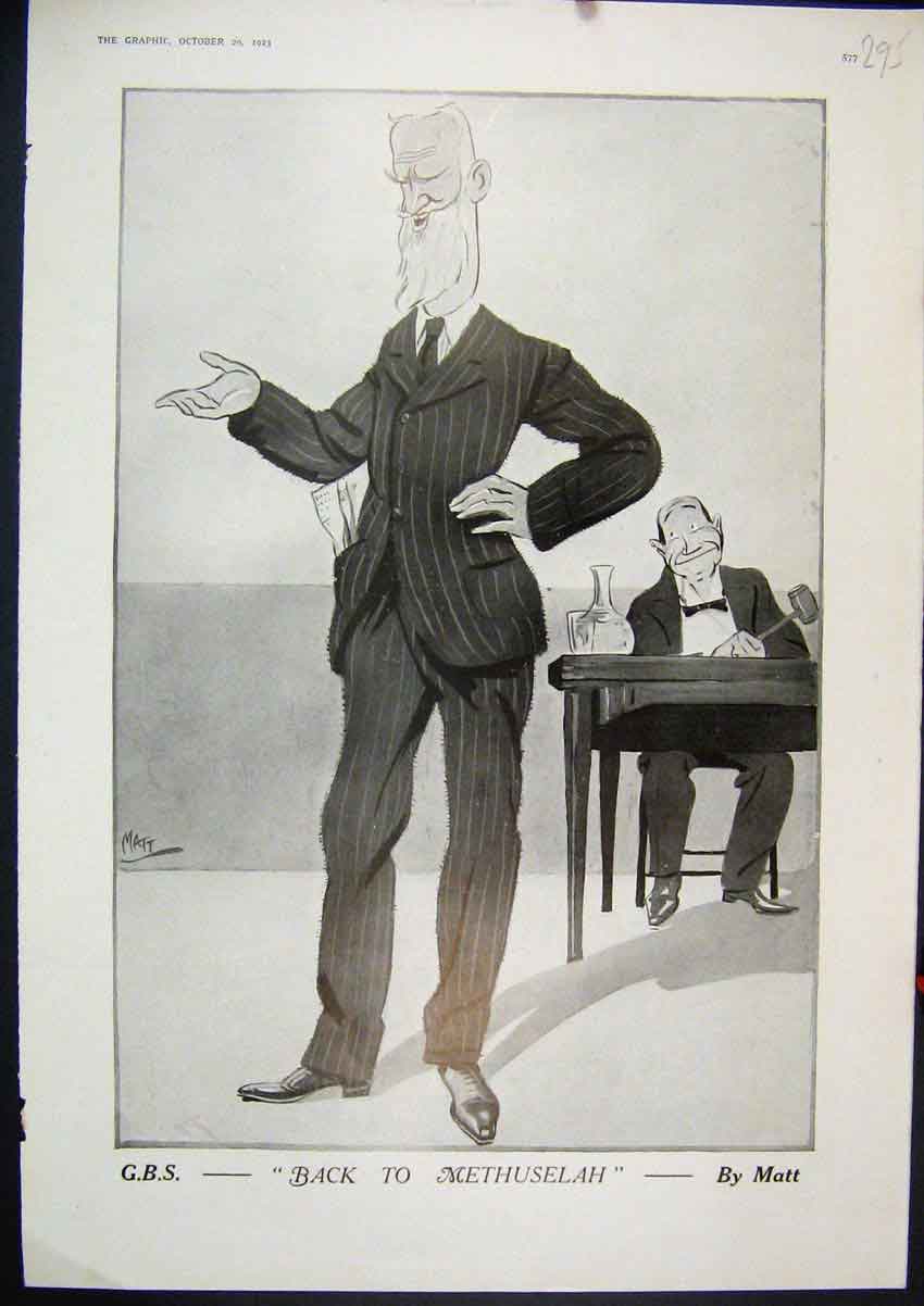Original Old Vintage Print 1923 Comedy Scene Back Methuselah Man Beard Table