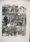 Original Old Antique Print 1875 Oxford Commemoration Orpheus Glee Union College