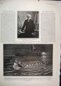Original Old Antique Print 1903 Andrew Carnegie Collosion Prince George Hannibal
