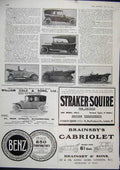 Old Antique Print 1911 Advert Cabriolet Motor Car Benz Willaim Cole Rover 20th