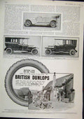 Original Old Antique Print 1911 Advert British Dunlop Tyres Fiat Humber Grafton
