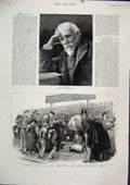 Old Antique Print 1889 Portrait Robert Browning Victoria Hospital Chelsea 19th