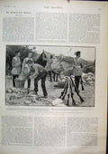 Original Old Antique Print 1897 Picket Troops Indian Frontier Camp Highlanders