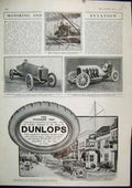 Old Antique Print 1911 Advert Dunlop Tyres Motor Car Bristol Biplane Benz 20th