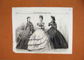 Original Old Antique Print 1864 Paris Fashions March Women Dresses Victorian