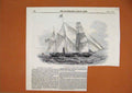 Original Old Antique Print 1845 American Bark Marmora Screw Steamer Liverpool