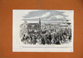 Original Old Antique Print 1863 Royal Marriage Festivities Christchurch Zealand