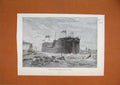 Original Old Antique Print 1874 Launch German Frigate Kaiser Poplar Ship 19th