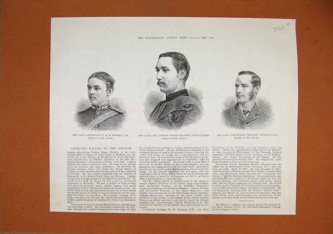 Original Old Antique Print 1885 Portrait Dudley Digges Dalison Newman Seymour