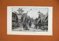 Original Old Antique Print 1887 Sketches New Guinea Native Street Kerepunu 19th