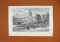 Original Old Antique Print 1888 Palace Charlottenburg Berlin Germany Exterior