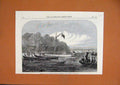 Original Old Antique Print 1867 Livingstone Searching Expedition Zambesi River
