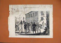 Original Old Antique Print 1876 Street Scene Gibraltar Building People 19th