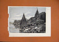 Old Antique Print 1876 Scene Ghaut Benares River Building Boats Parasol 19th