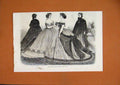 Original Old Antique Print 1864 Paris Fashions February Women Beautiful Dresses