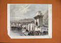 Original Old Antique Print Thames North Embankment 1868 Temple Pier Abbey Mills