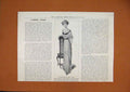 Original Old Antique Print Woman Fashionable Long Tunic 1911 Satin Dress 20th